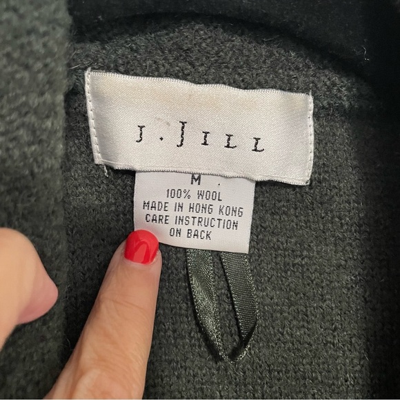 J.Jill Women's 100% Wool Army Green Tie Button Front Coat Size Medium - Picture 4 of 9